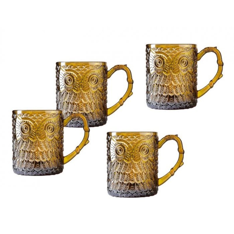 Godinger Owl Mug, set of 4