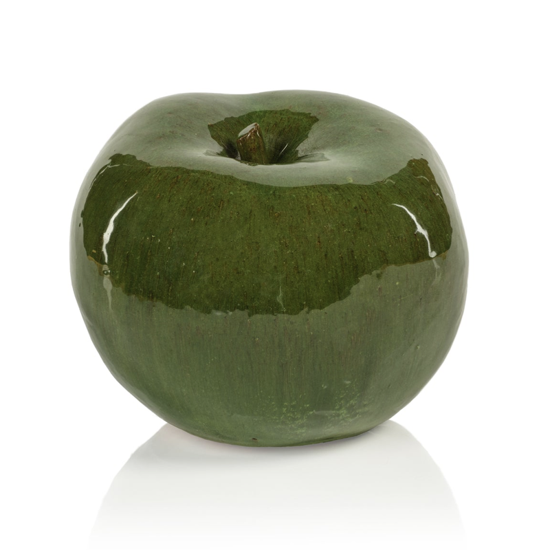 Large Normandy Green Stoneware Apple