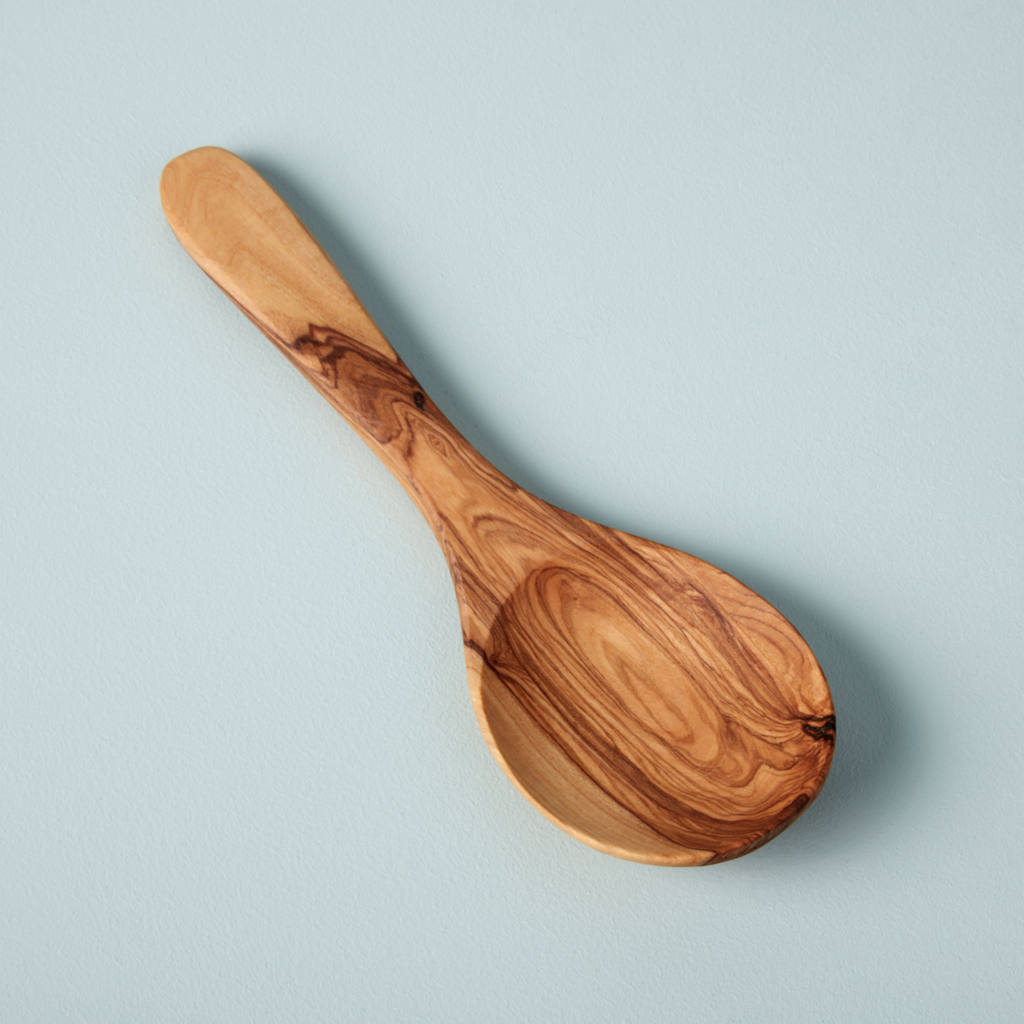 Olive Wood Round Serving Spoon