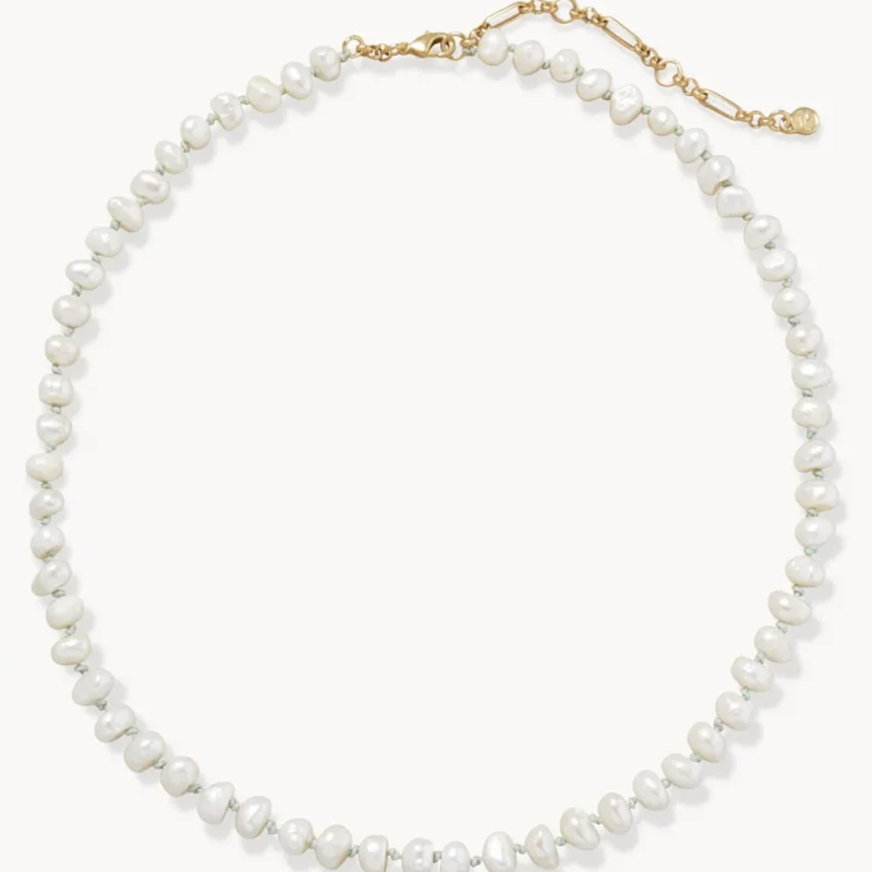 Pearl Rope Necklace, Pearl/Sea Foam