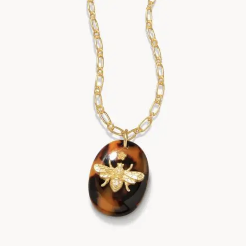Necklace with Bee and Resin Medallion
