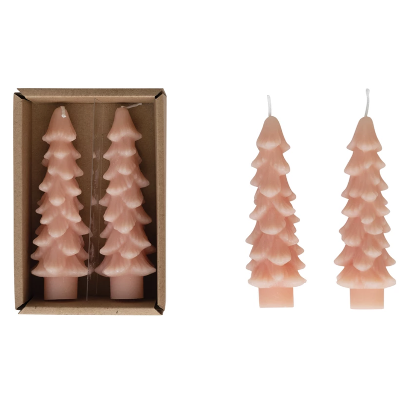 LPM 5" Unscented Tree Taper Candles, Pink, Set of 2