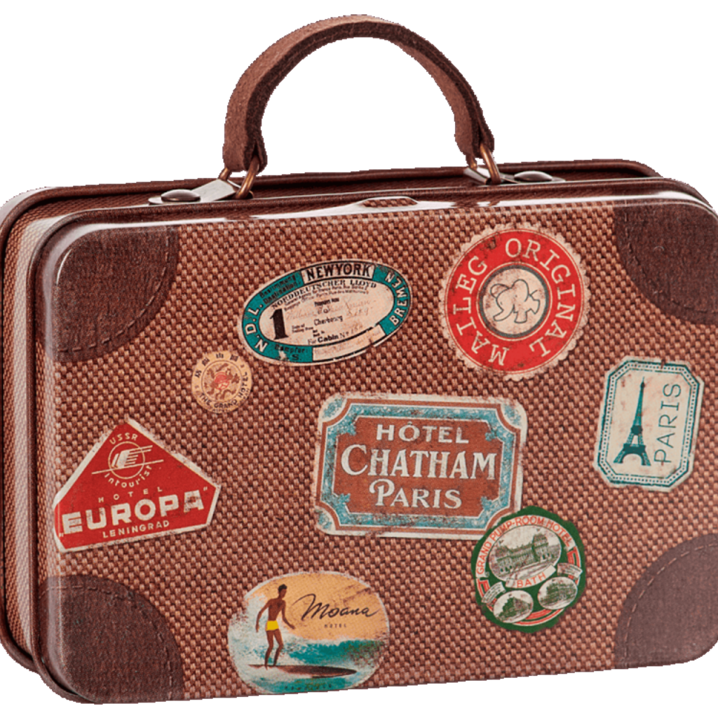 Brown Metal Travel Suitcase - La Petite Maison Antiques