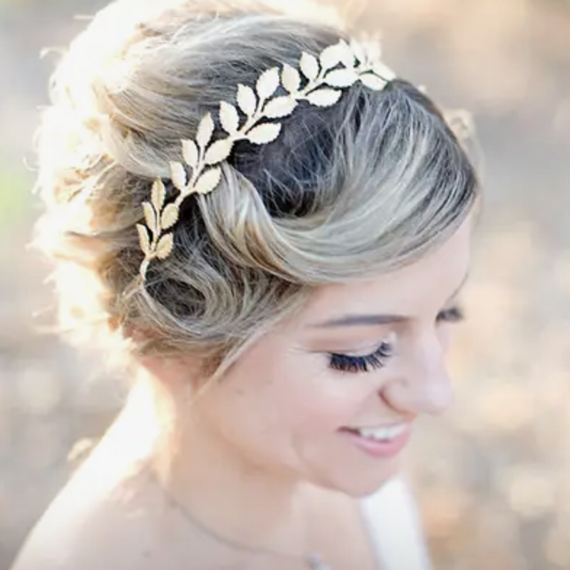 Golden Leaf Crown, brass with white ribbon