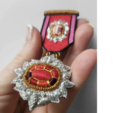 Youkounkoun Ruby and Garnet Medal Brooch