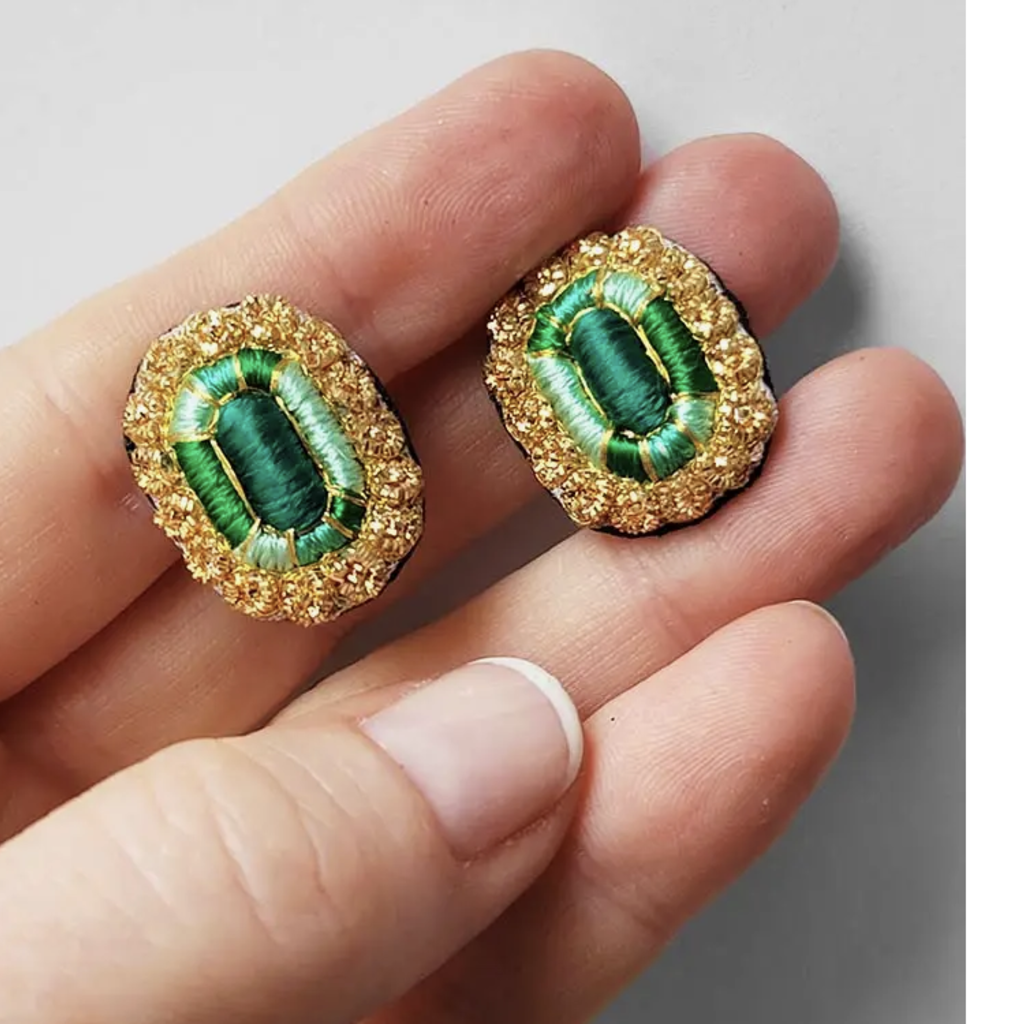 Youkounkoun Emerald Earrings, clip on