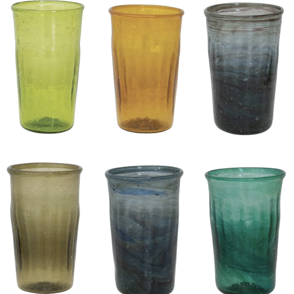 Hand-Blown Drinking Glass, assorted colors