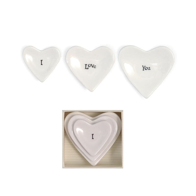 I Love You Stackable Heart Dish, set of 3