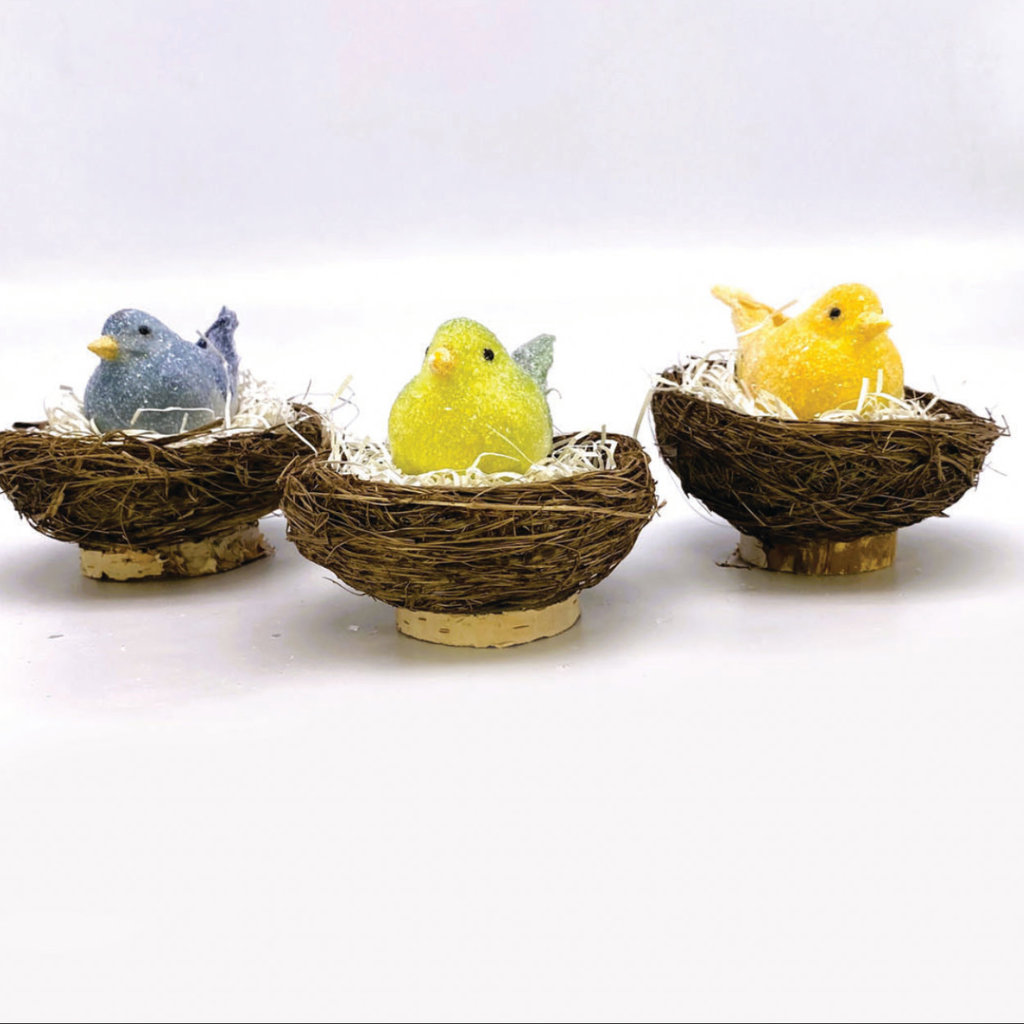 Happy Birds in Nest, assorted colors