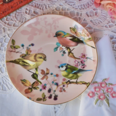 Blush Pink and Gold Birds Teacup and Saucer