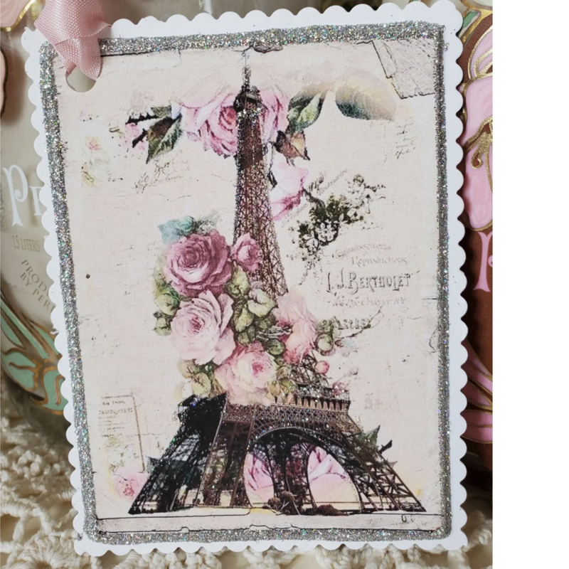 Eiffel Tower and Roses Gift Tag