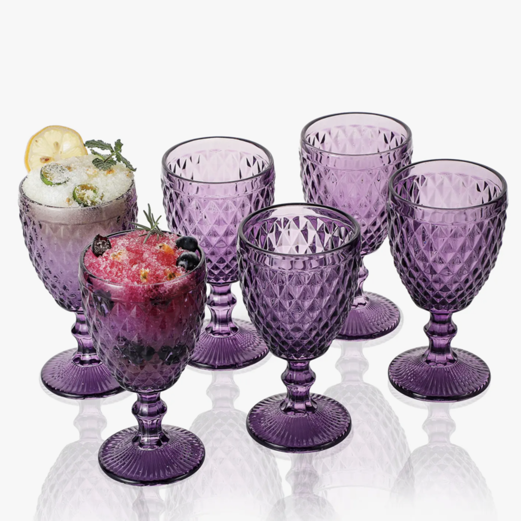 Embossed Goblet Glass, purple