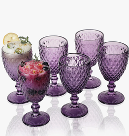 Embossed Goblet Glass, purple