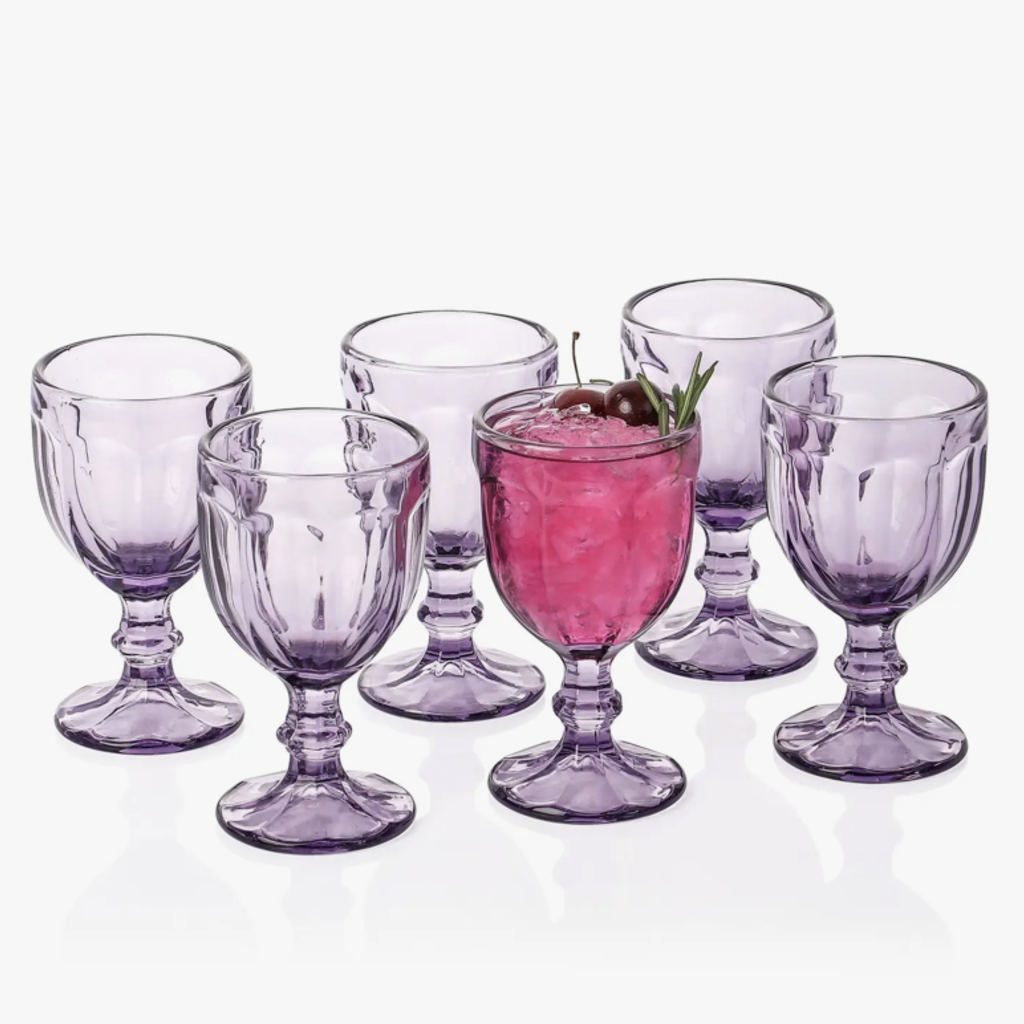 Argyle Goblet Glasses, purple