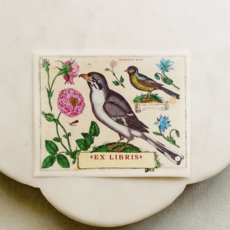 Bird and Flowers Bookplate Stickers