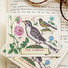 Bird and Flowers Bookplate Stickers