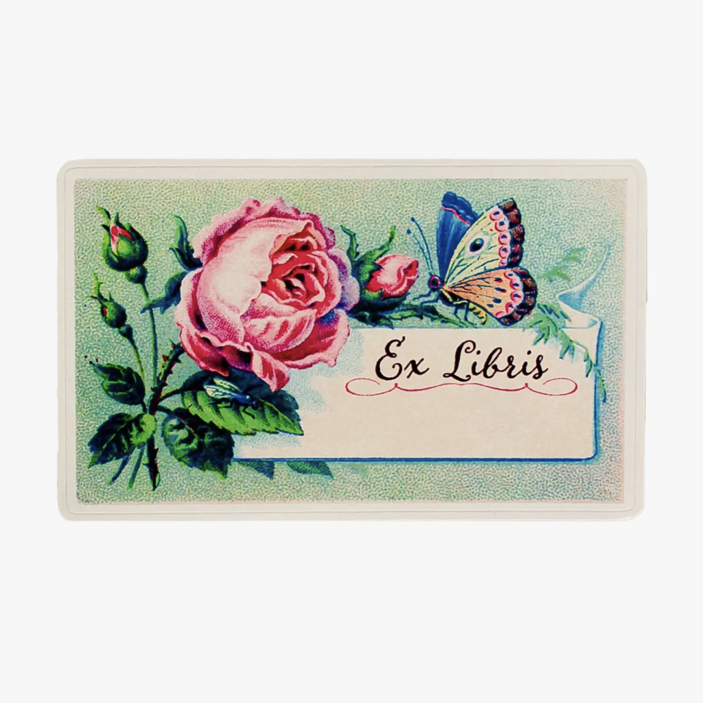 Rose and Butterfly Bookplate Stickers