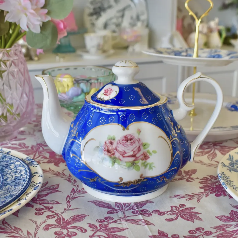 Royal Blue with Rose Teapot