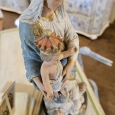 Antique Plaster Mary and Jesus Statue, Large