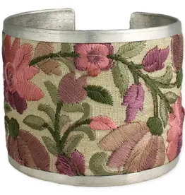Light Pink Flower Embroidered Elegance Cuff Bracelet