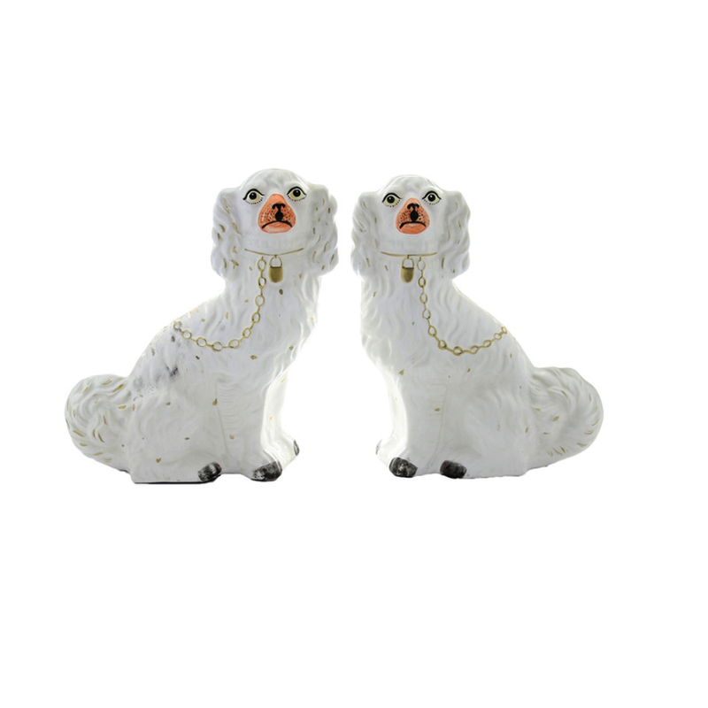 Staffordshire Dog, White, Set of 2