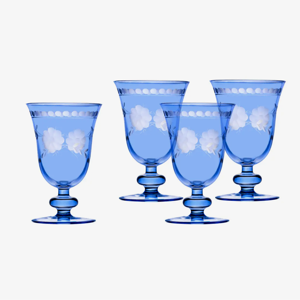 Belle Fleur Goblets, Blue