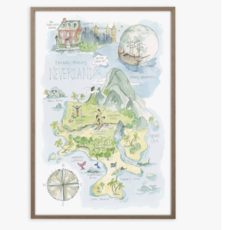 Peter Pan's Neverland Map Print, 8x10