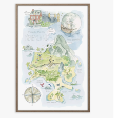 Peter Pan's Neverland Map Print, 11x14