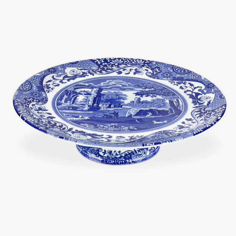 Spode Blue Italian Footed Cake Plate