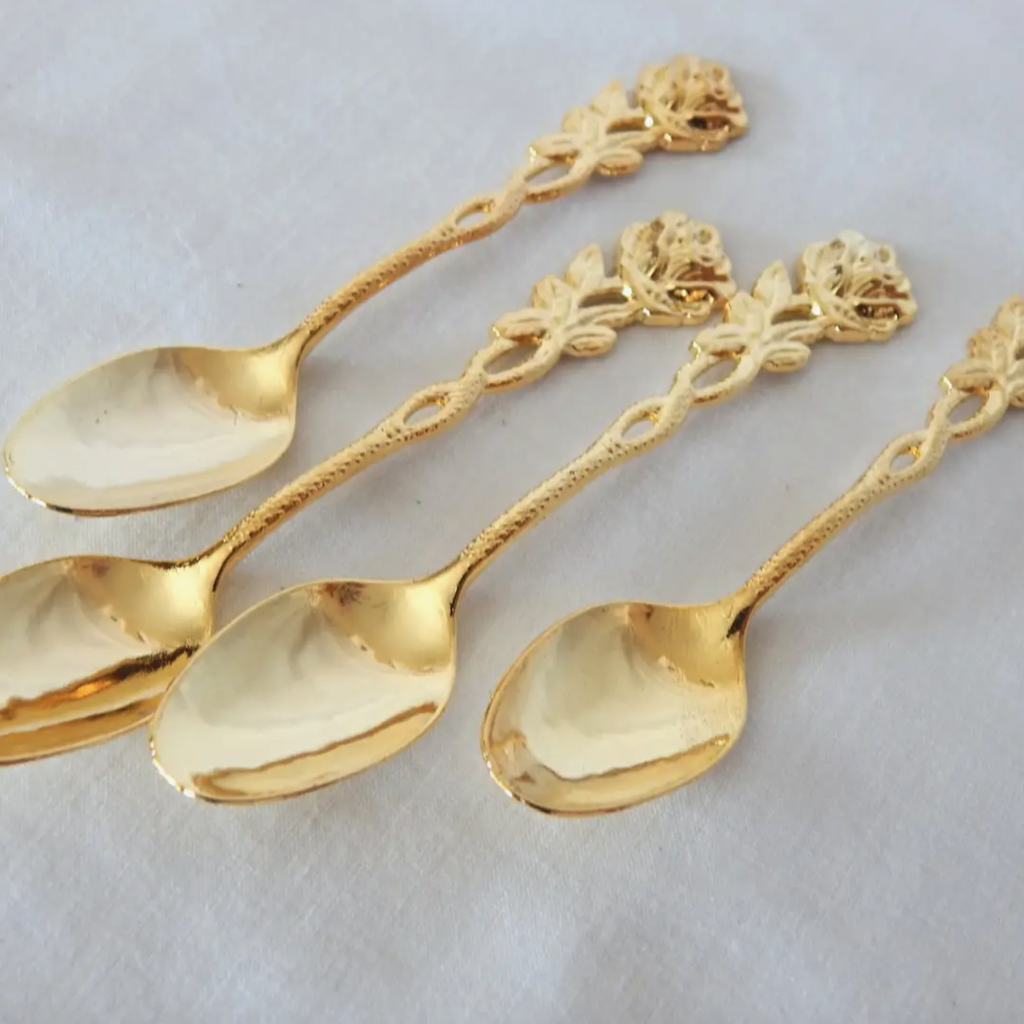 Gold Plated Spoon with Rose Handle
