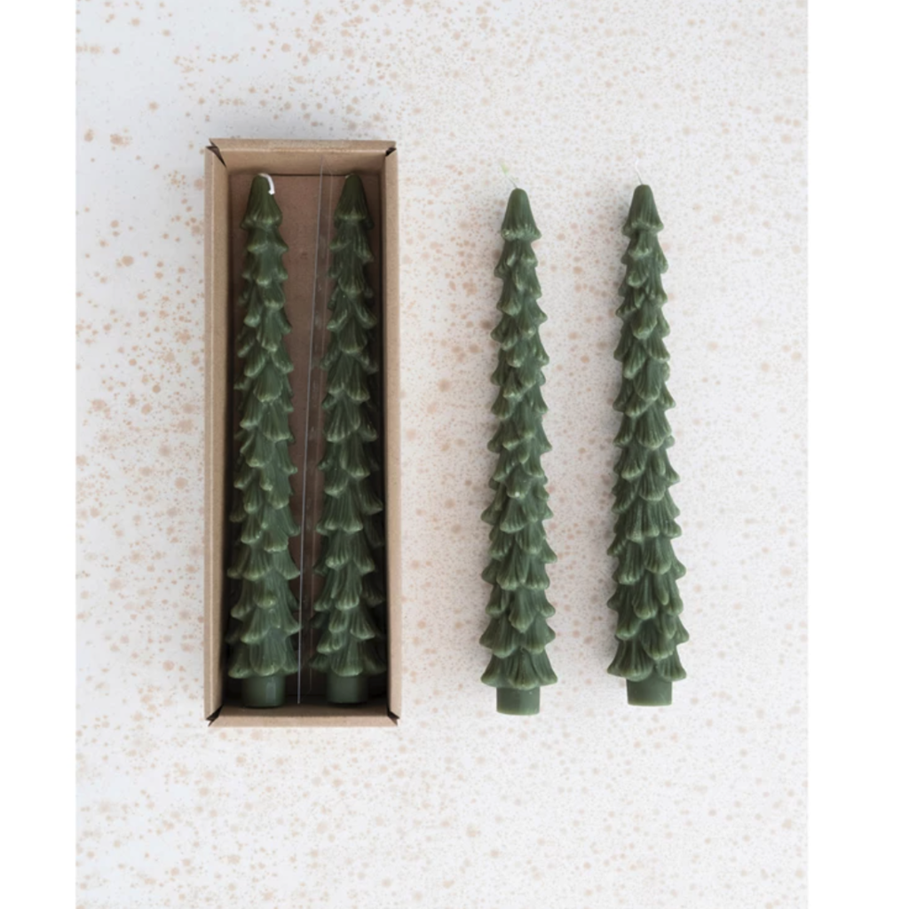 LPM 10" Unscented Tree Taper Candles, Green Set of 2