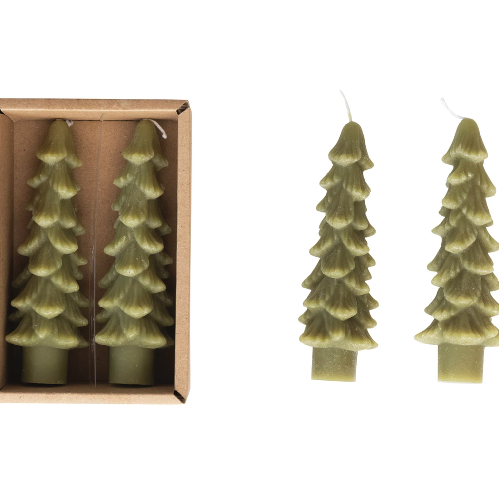 LPM 5" Unscented Tree Taper Candles, Cedar Green, Set of 2