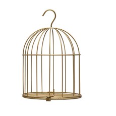 Metal Bird Cage Ornament, Gold Finish