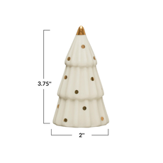 Stoneware Tree with Gold Electroplated Dots, White, Small
