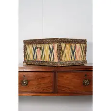 18th Century Antique Italian Ikat Decorated Wood Box