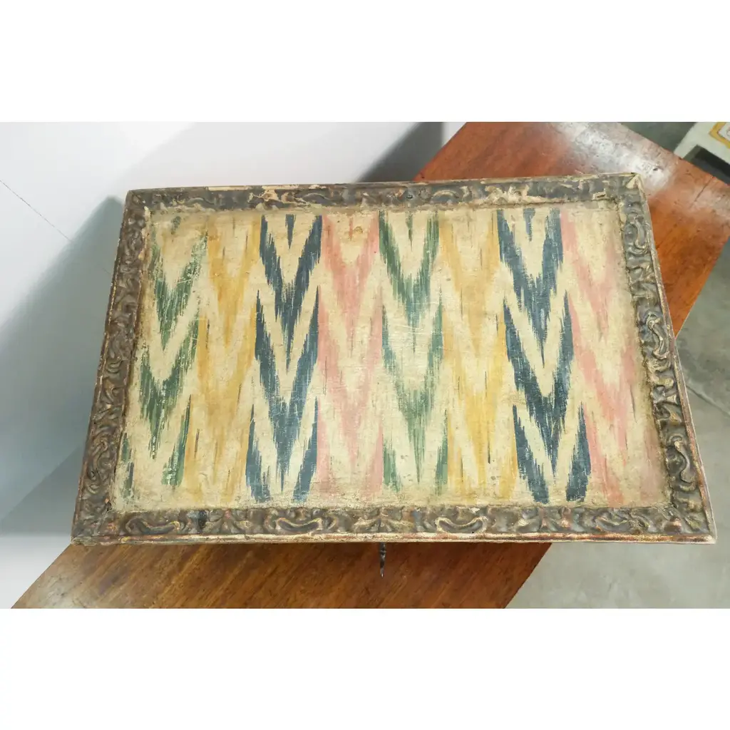 18th Century Antique Italian Ikat Decorated Wood Box/Scatole/scatola