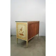 19th Century Antique Italian Painted Chest of Drawers With Painted Bird and Floral Motif