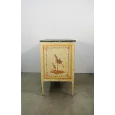 19th Century Antique Italian Painted Chest of Drawers With Painted Bird and Floral Motif
