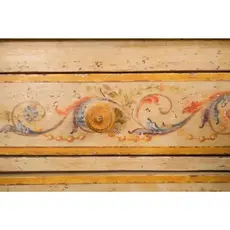 19th Century Antique Italian Painted Chest of Drawers With Painted Bird and Floral Motif