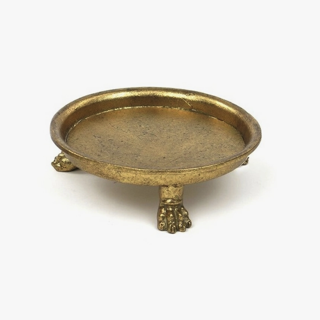 Pewter Claw Foot Dish in Gold Leafing, Small