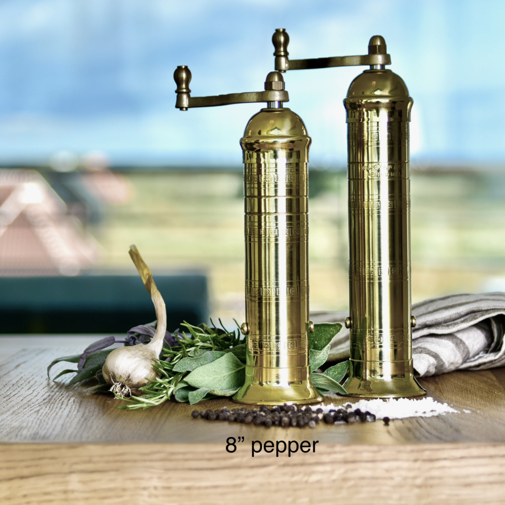 Brass Mill Pepper Grinder, 8"