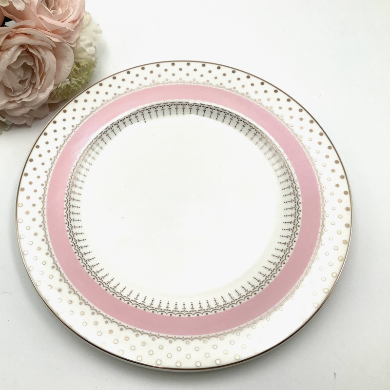 Pink and Gold Dinner Plate, 10.5"