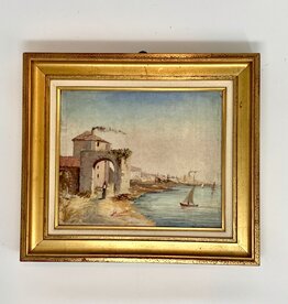 Antique Provencal Painting of French Coast