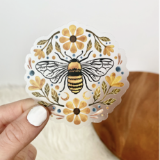 Flowers and Bee Clear Sticker
