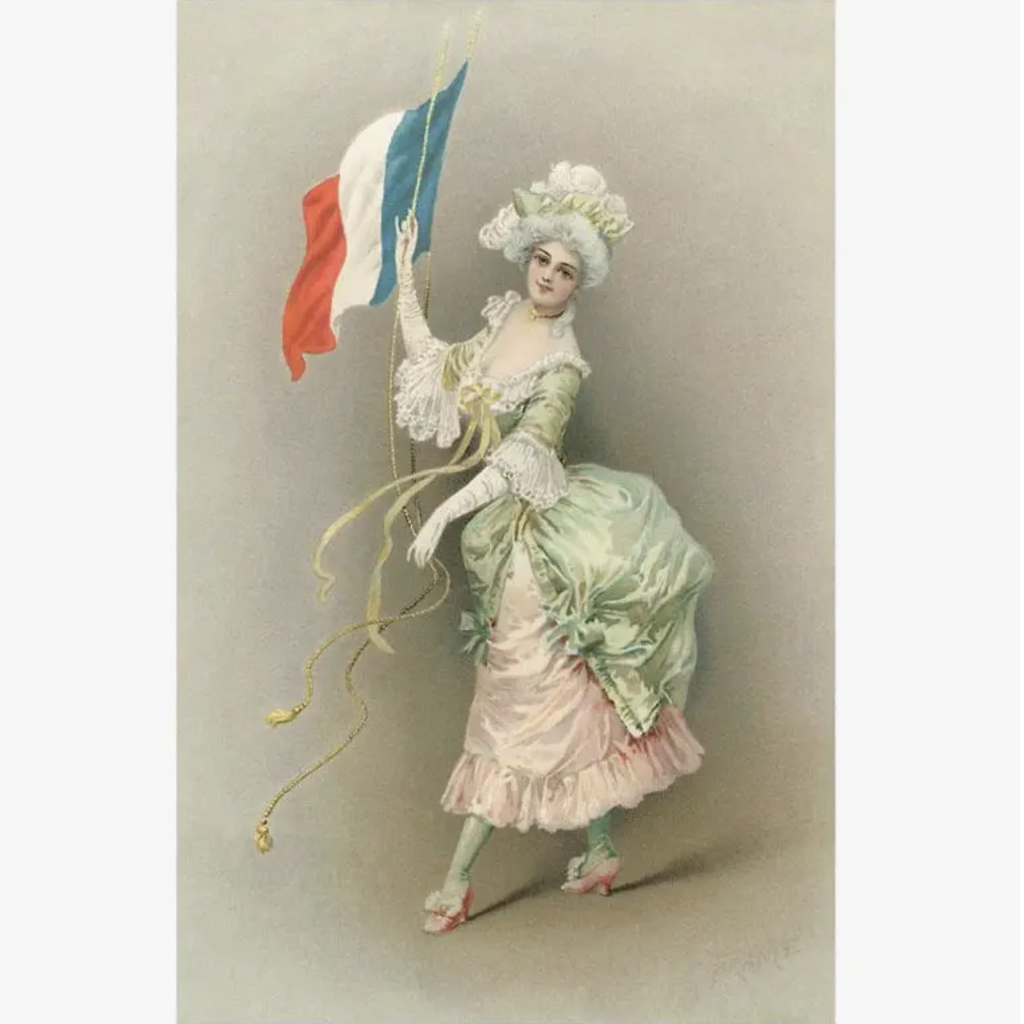French Woman with Flag Postcard
