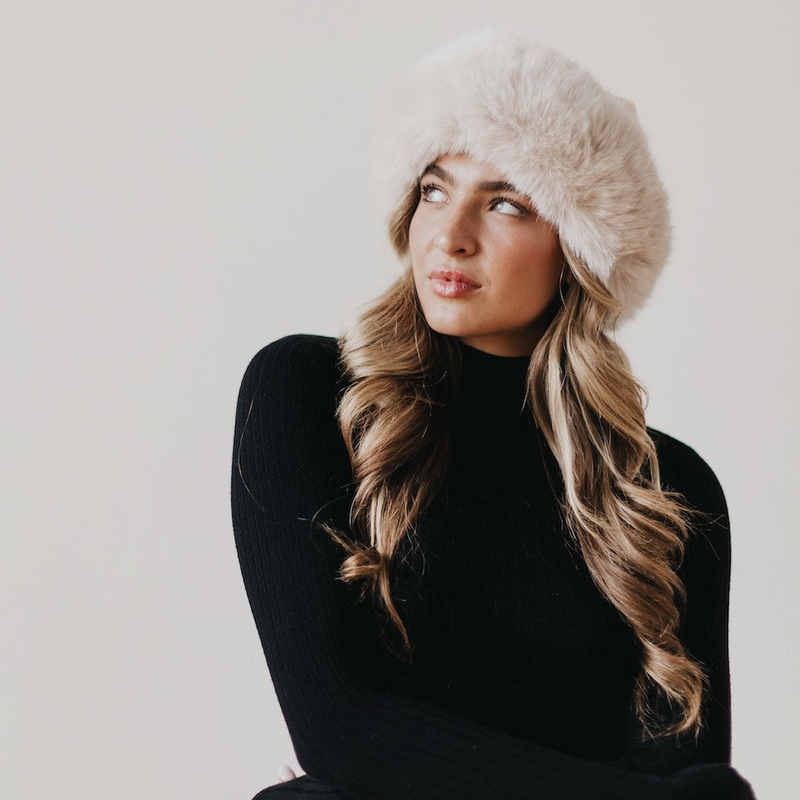 Noelle Faux Fur Hat, Cream