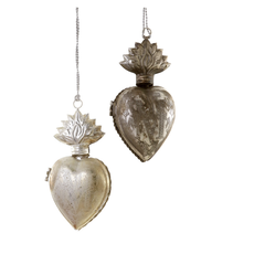 Sacred Heart Ornament, Silver