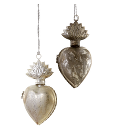 Sacred Heart Ornament, Silver