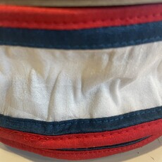 Dupion Double Piping Edge, White Navy Red, for the spool