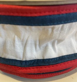 Dupion Double Piping Edge, White Navy Red, for the spool
